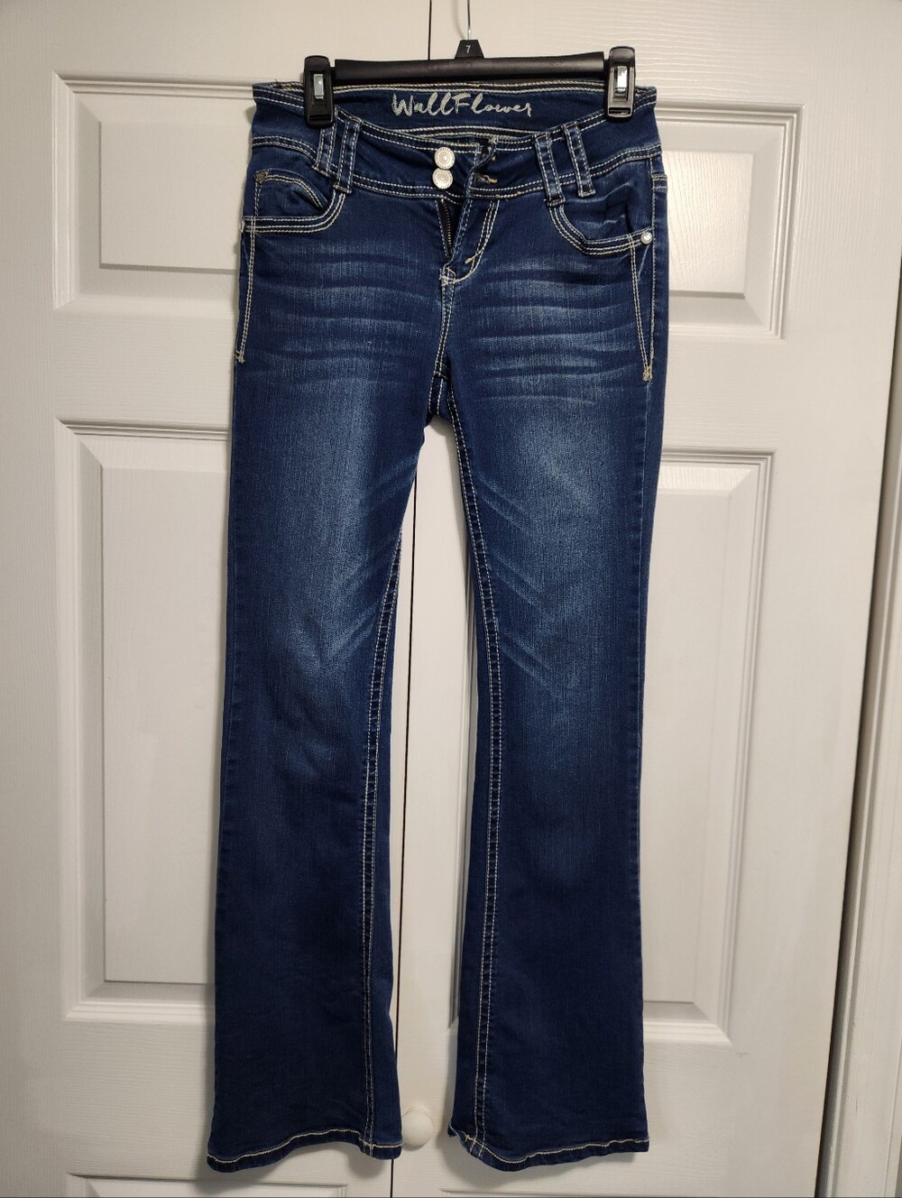 Wallflower Dark Blue Skinny Jeans with White Stitching